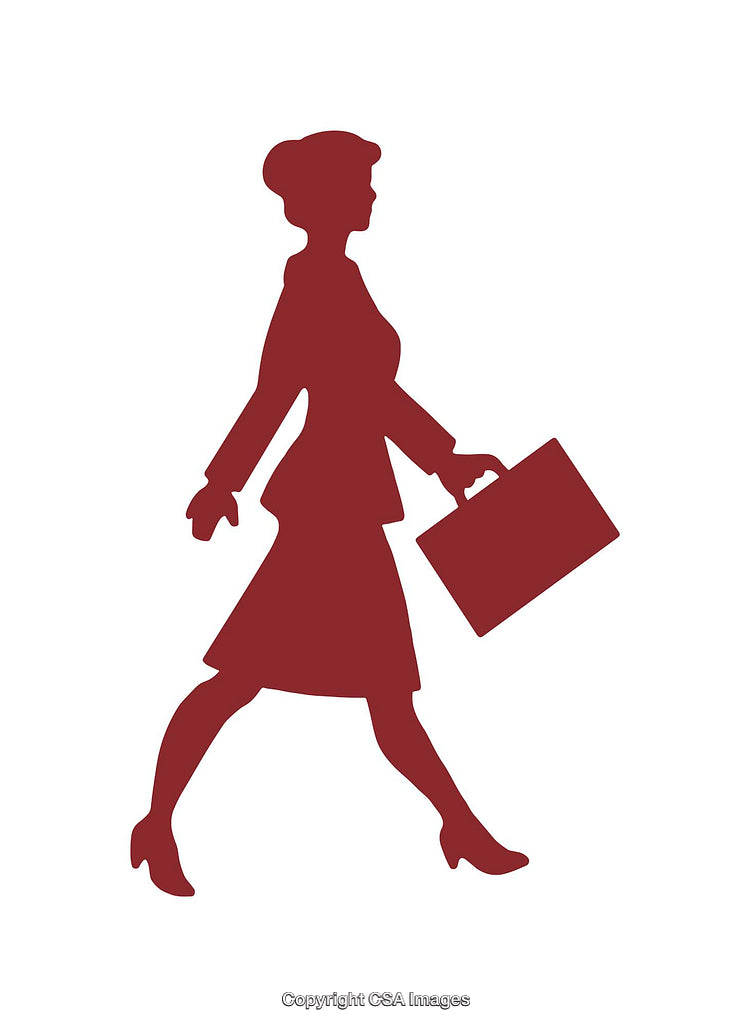 Silhouette of Walking Businesswoman Holding Briefcase in Professional Attire