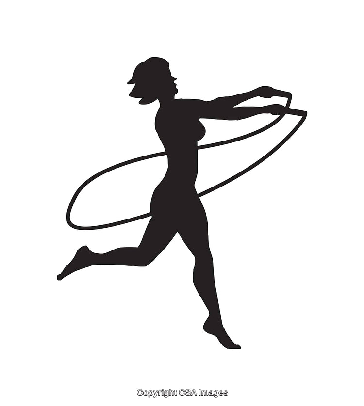 Silhouette of Woman Exercising with Hula Hoop in Motion
