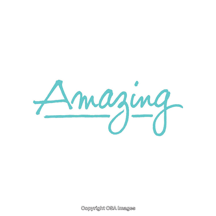 Inspirational Blue Calligraphy Text of 'Amazing' on White Background