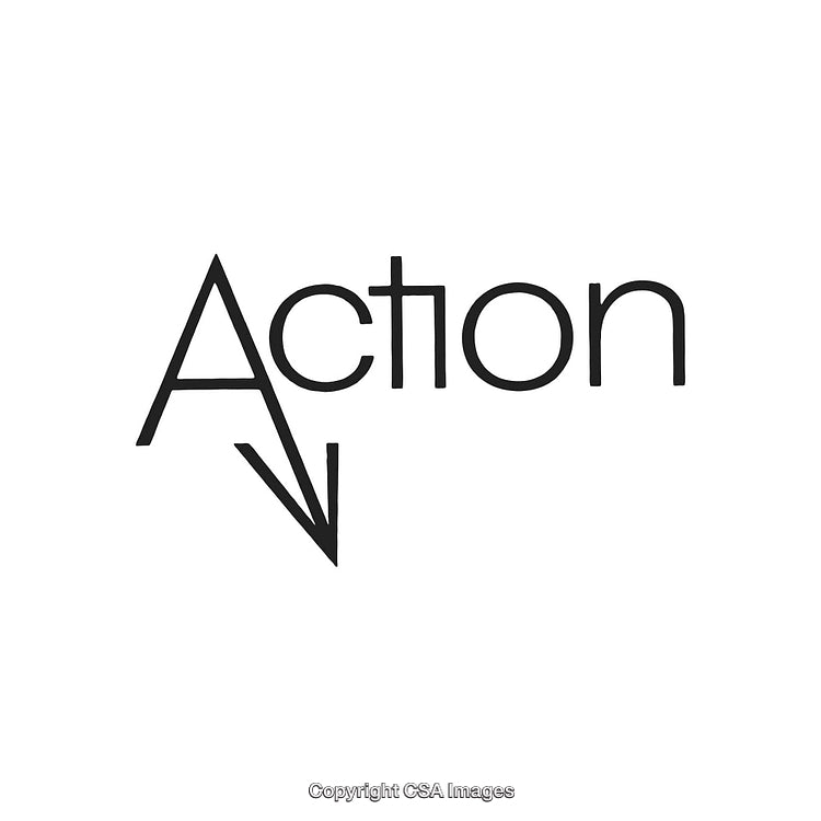 Creative Word Design Featuring 'Action' with Downward Arrow Symbol