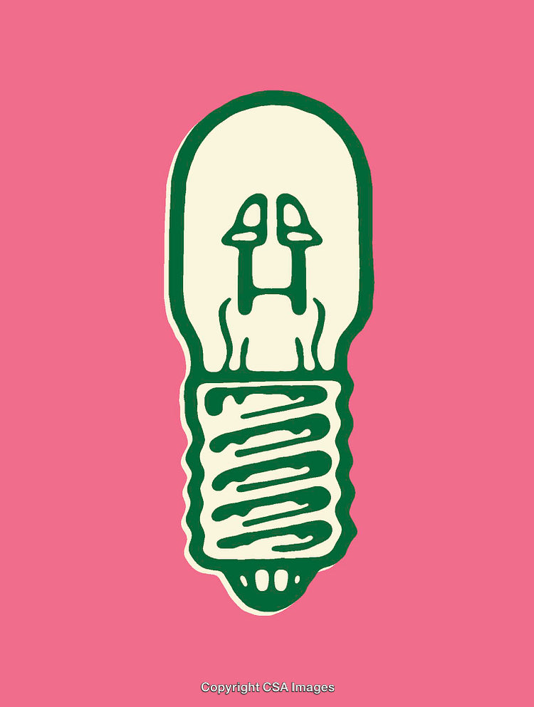 Colorful Line Art Light Bulb Illustration on a Pink Background