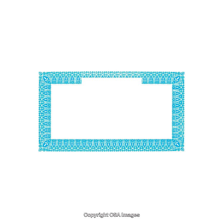 Decorative Blue Ornamental Frame With Elegant Symmetrical Design