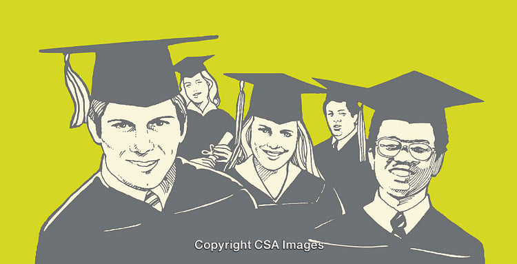 Smiling Graduates in Cap and Gown Celebrating Academic Achievement