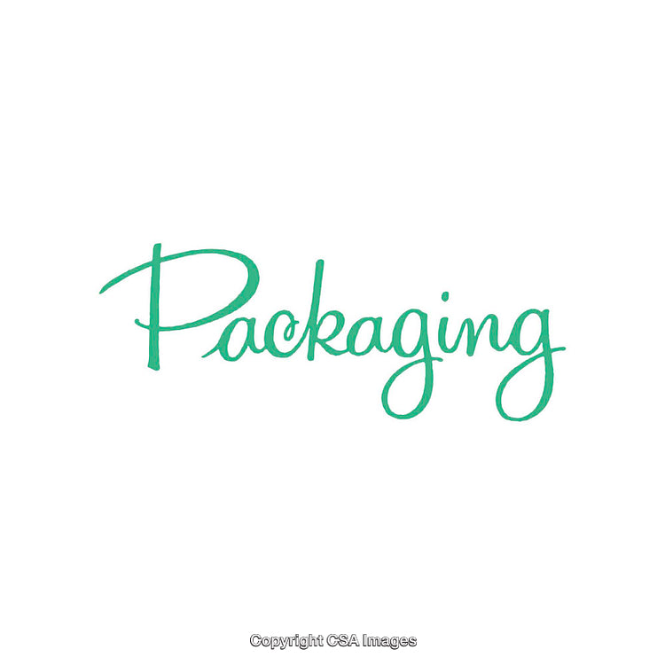 Simple Green Handwritten Packaging Word on White Background