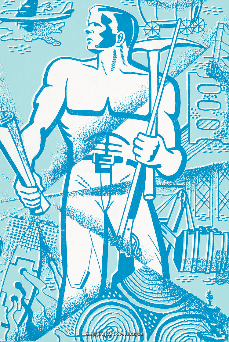 Illustrated Vision of Modernization Through Industry and Labor