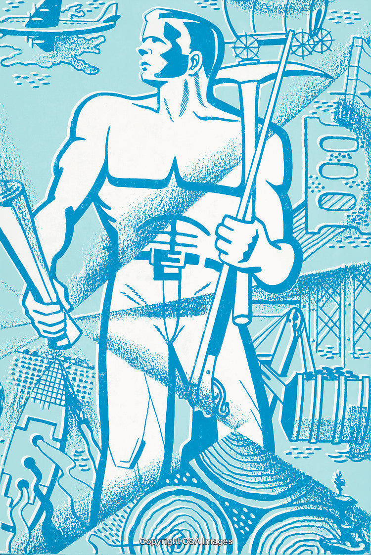 Illustrated Vision of Modernization Through Industry and Labor