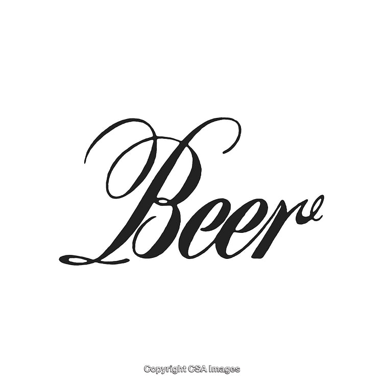 Elegant Calligraphy Text Highlighting the Word "Beer" in Stylish Black Script