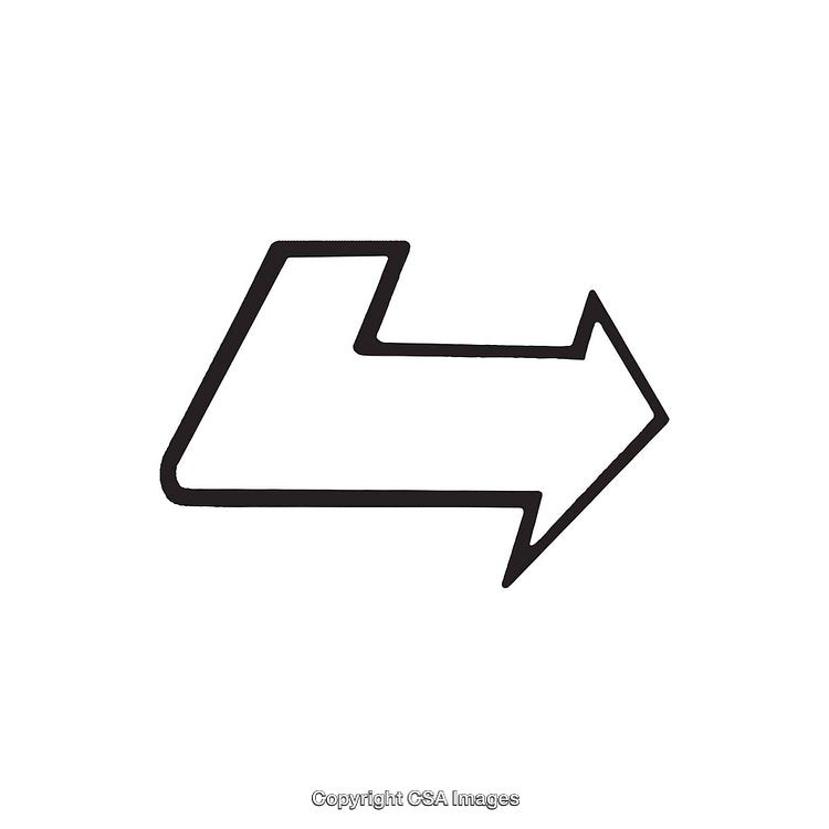 Black and White Curved Arrow Symbol on White Background