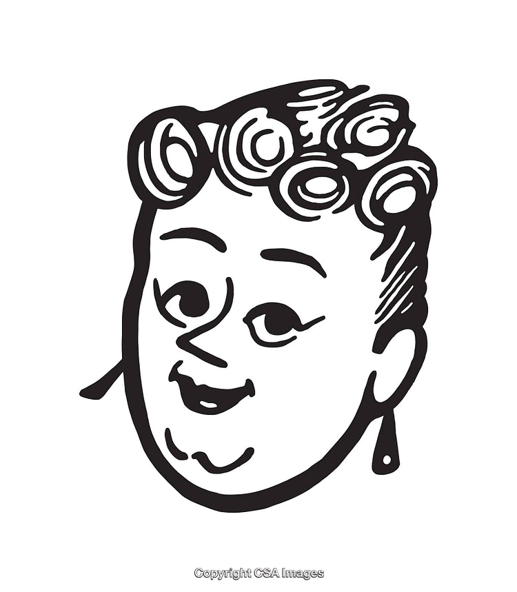 Black and White Line Art Illustration of a Cheerful Person's Face