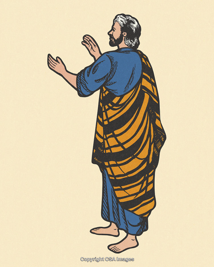 Illustration of a Historical Man in Traditional Clothes Facing Sideways