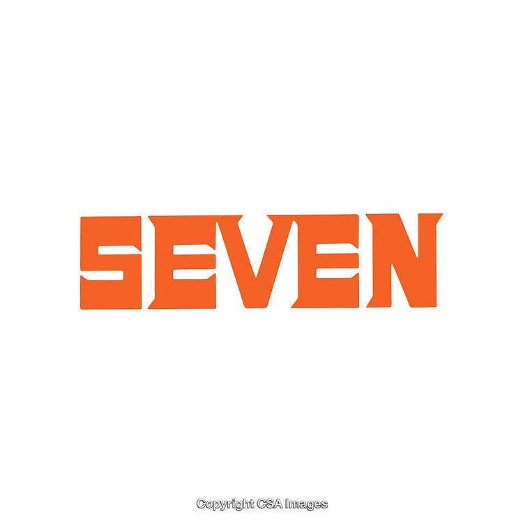 Bold Orange Text Featuring the Word Seven in Stylish Typeface