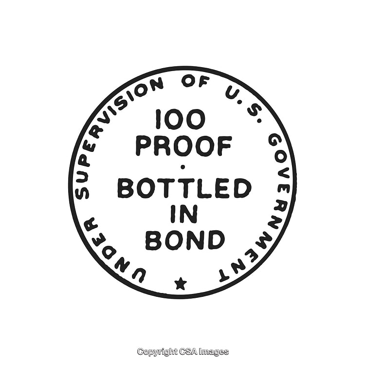 Vintage Bottled in Bond Seal Stamp with 100 Proof Text