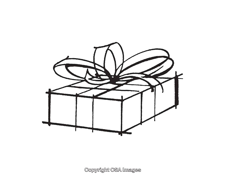 Simple Line Art Drawing of a Wrapped Gift with a Bow