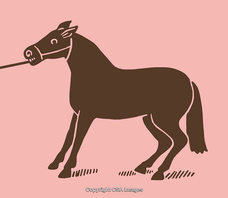 Brown Horse Icon in Minimalist Style on Pastel Background