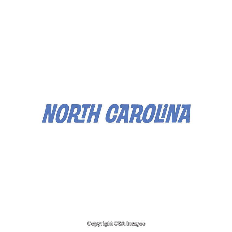 North Carolina Blue Text on a Solid White Background