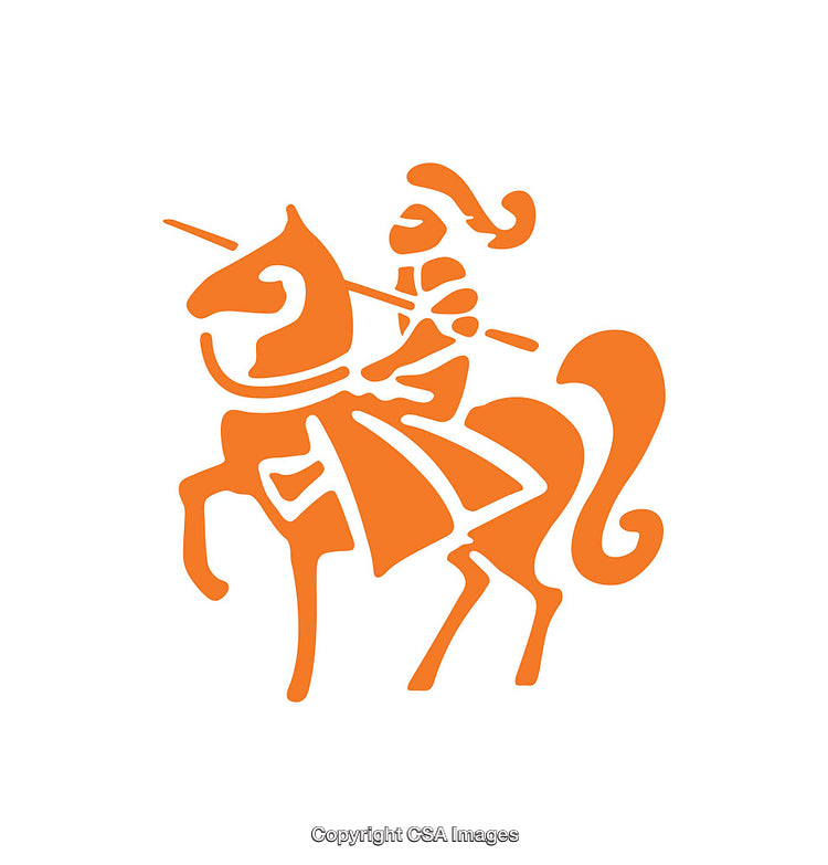 Minimalist Orange Knight in Abstract Iconic Style