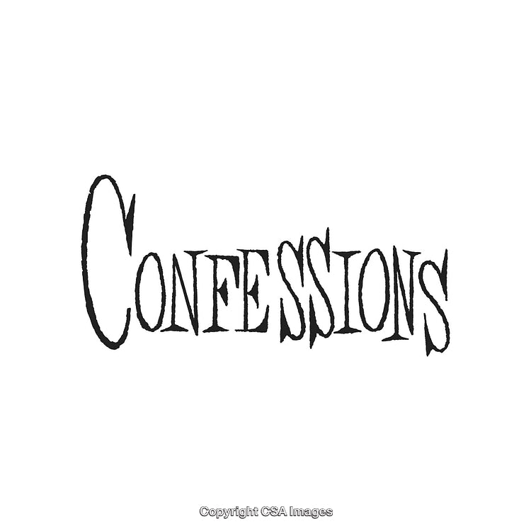 Elegant Black and White Typography Art Featuring the Word Confessions in Stylish Font