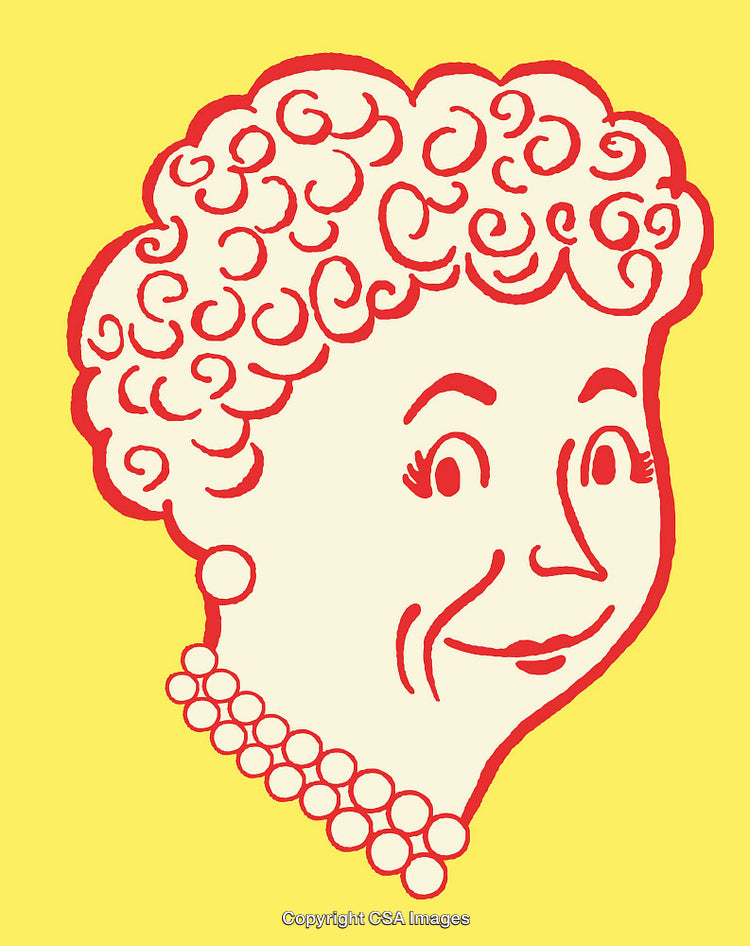Colorful Line Art Illustration of a Cheerful Woman with Curly Hair