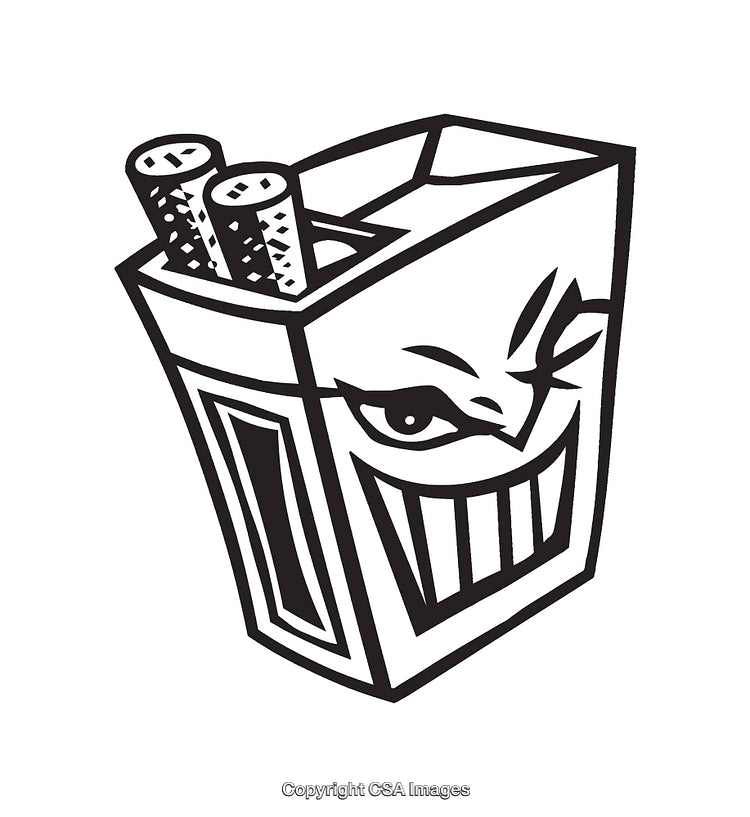 Cartoonish Black and White Smirking Box Illustration with Intriguing Expression
