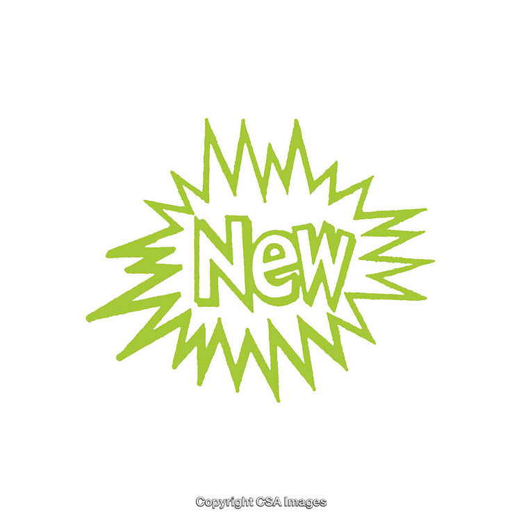 Bright Green "New" Burst Design on White Background