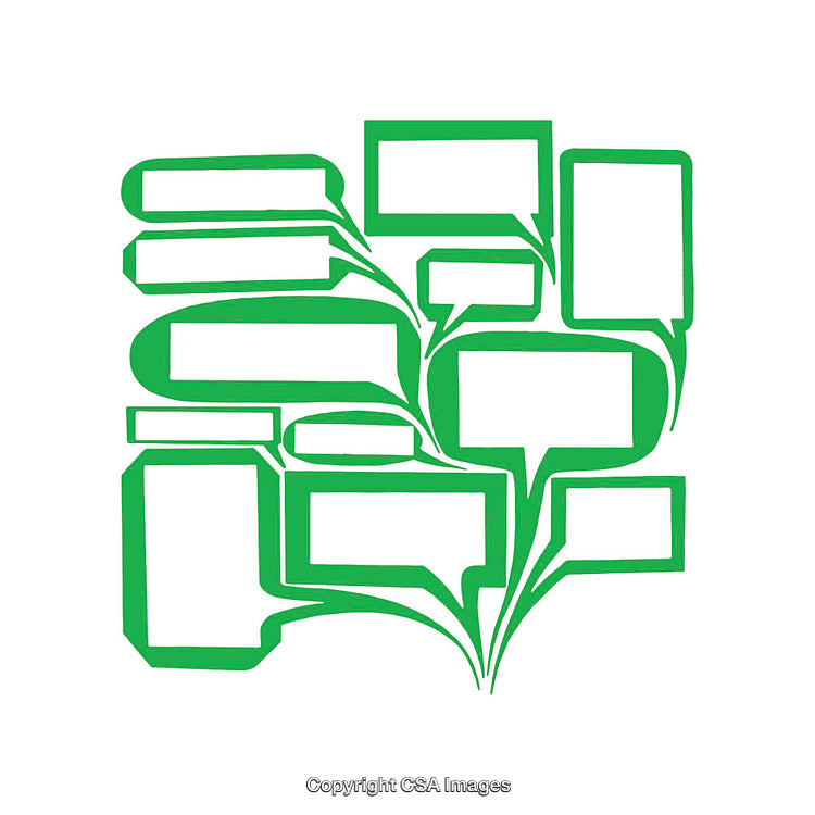 Green Speech Bubbles On White Background Representing Communication Concepts