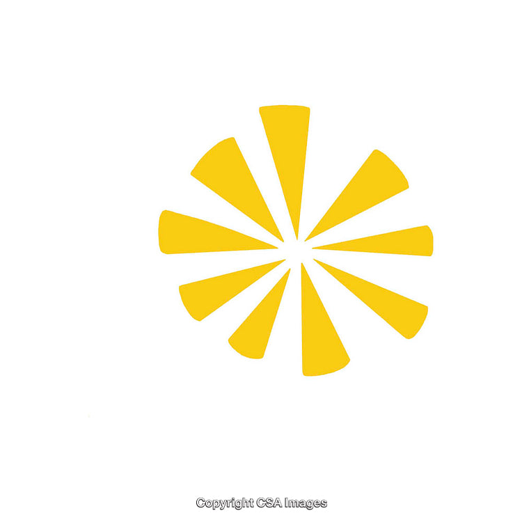 Yellow Sunburst Shape on a White Background for Design and Creativity