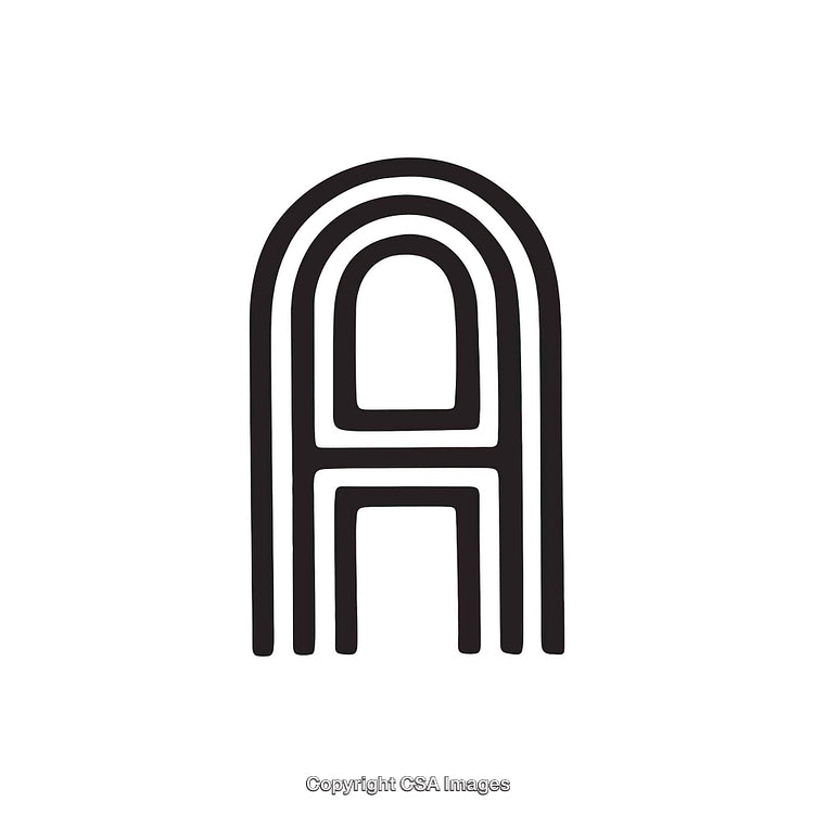 Stylized Outline Representation of the Letter A in Black and White