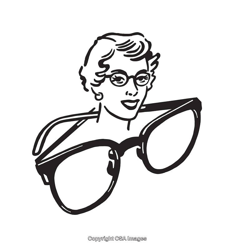 Retro Black and White Illustration of a Woman With Glasses