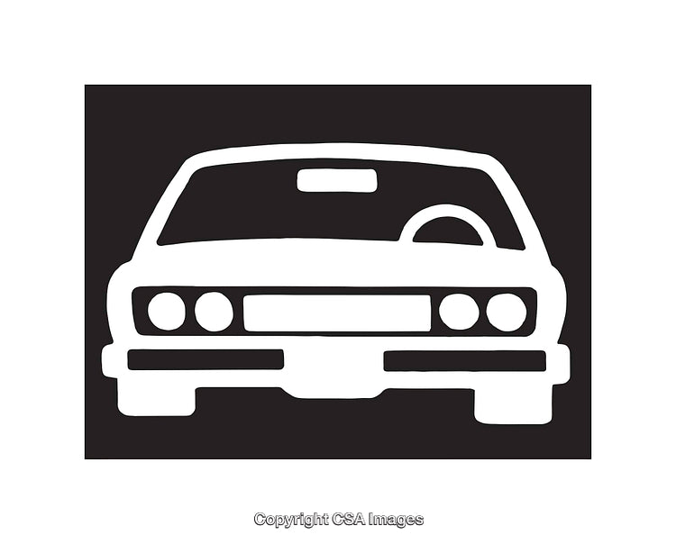 Front View Illustration Of Car In Black And White Line Art Style
