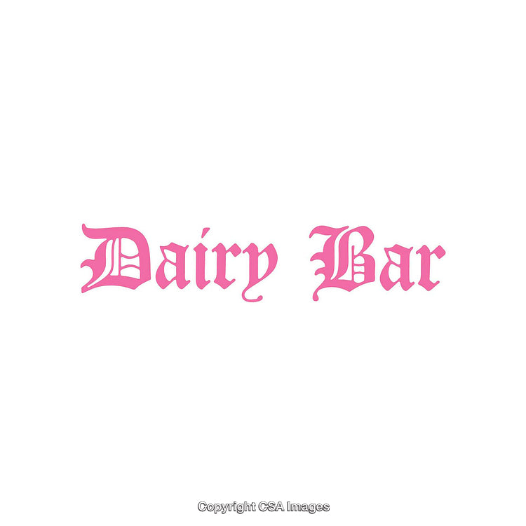 Vintage Pink Dairy Bar Typography Design on White Background
