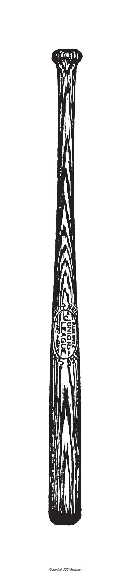 Detailed Black and White Baseball Bat Line Art Illustration