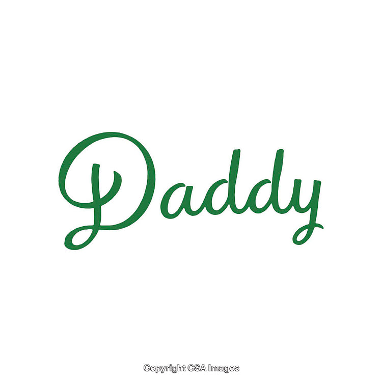 Green Handwritten Script Reading 'Daddy' on White Background