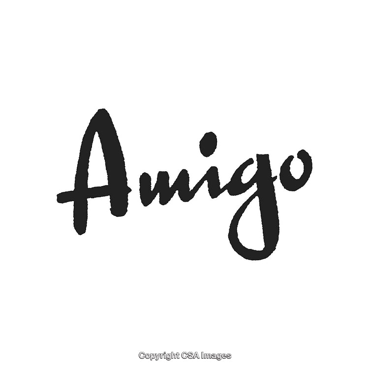 Stylized Handwritten Text Depicting the Word 'Amigo' on a White Background
