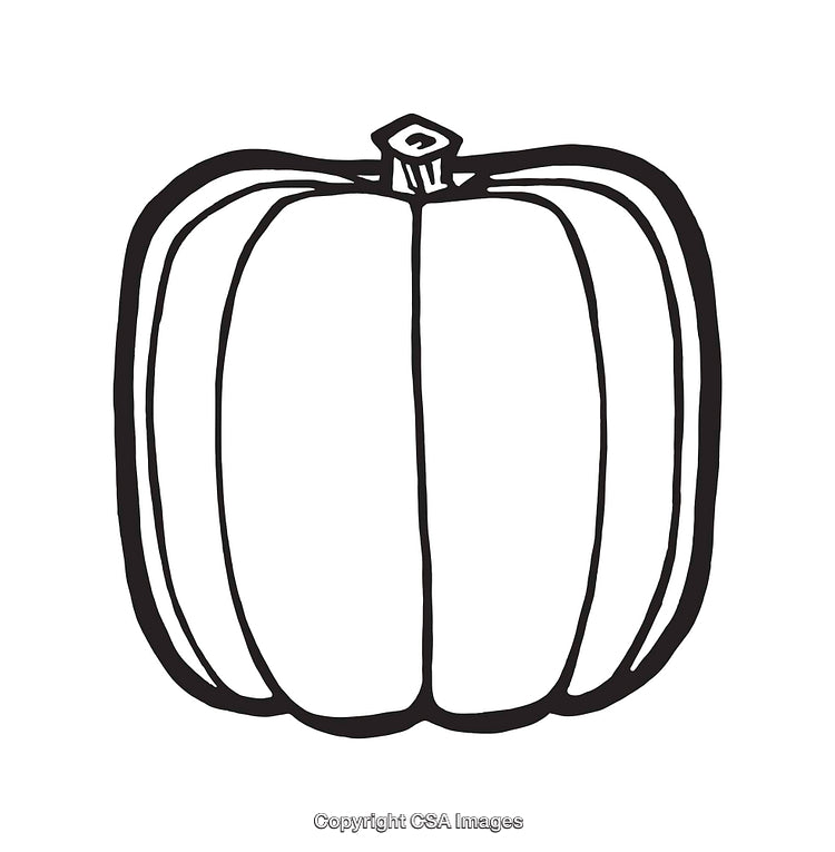 Black and White Line Art Illustration of a Pumpkin