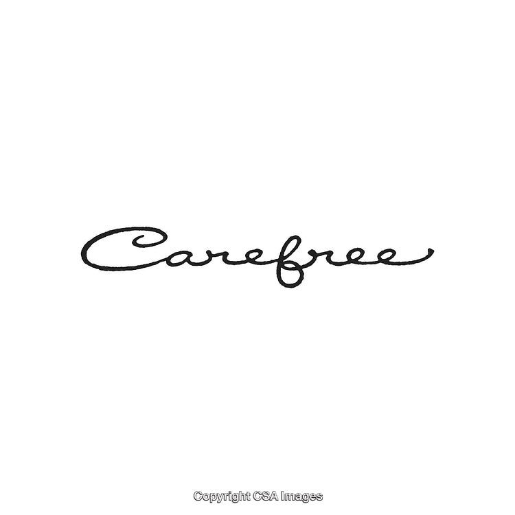 Handwritten Script of the Word 'Carefree' on a White Background