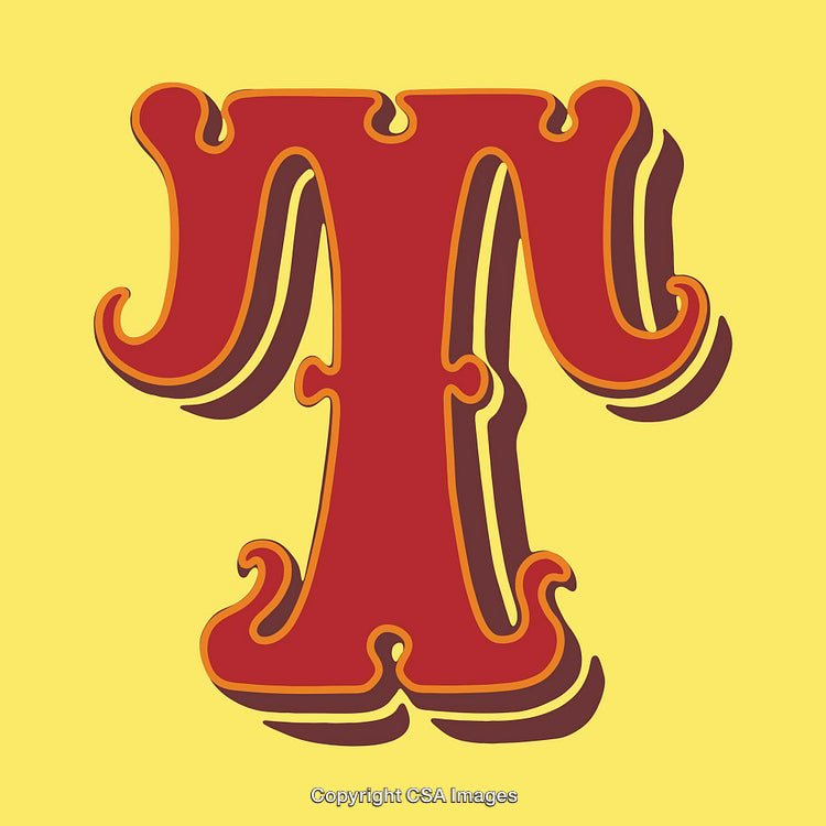 Vintage Ornate Letter T Design on Bright Yellow Background