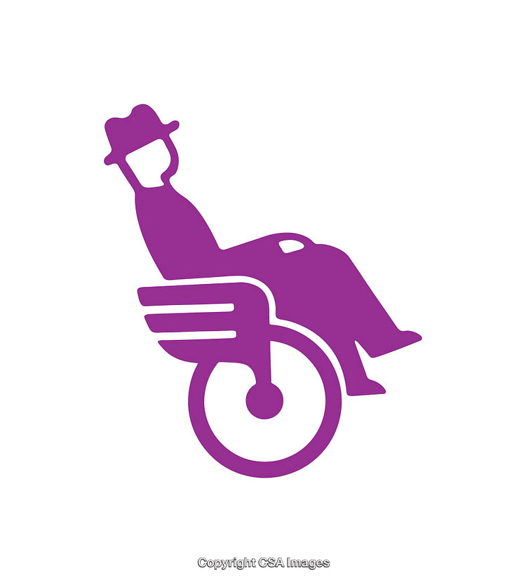 Purple Icon of Person Relaxing in Wheelchair With Hat