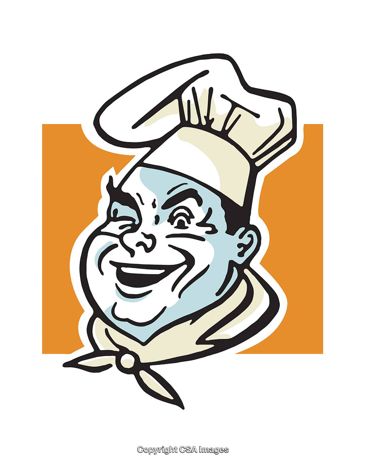Colorful Illustration of a Friendly Chef in a Traditional Hat and Scarf