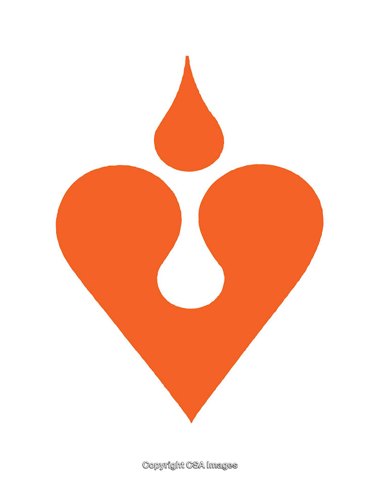 Abstract Orange Heart Icon with Unique Symbol Design