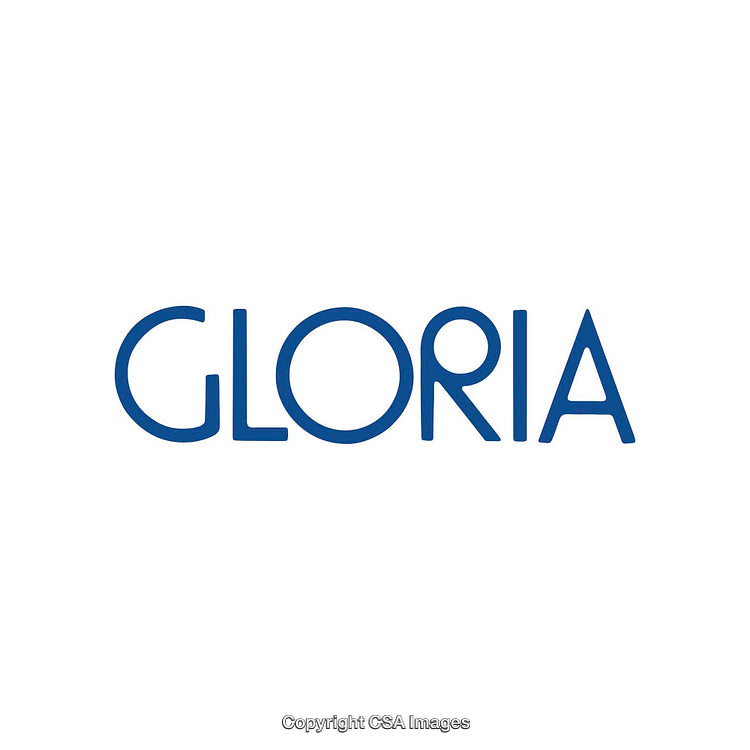 Minimalist Blue Text Logo Gloria on White Background