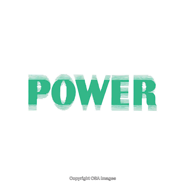 Green Power Word Design with Distinct Line Patterns on White Background