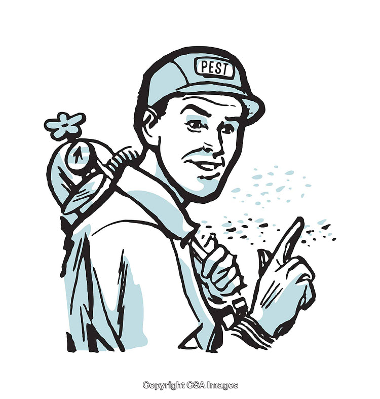 Retro-Style Illustration of a Pest Control Worker in Action