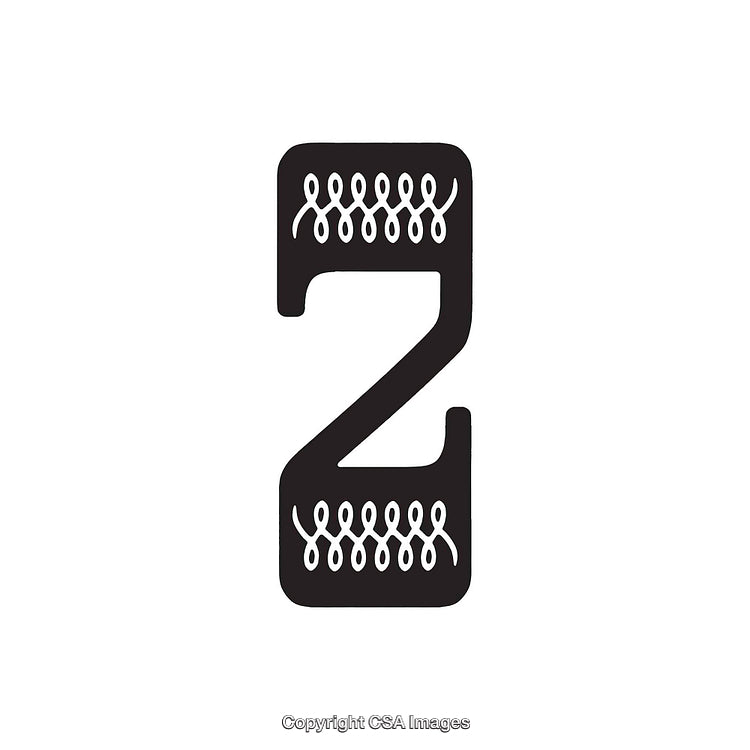 Stylized Black Number Two with Abstract Embellishments