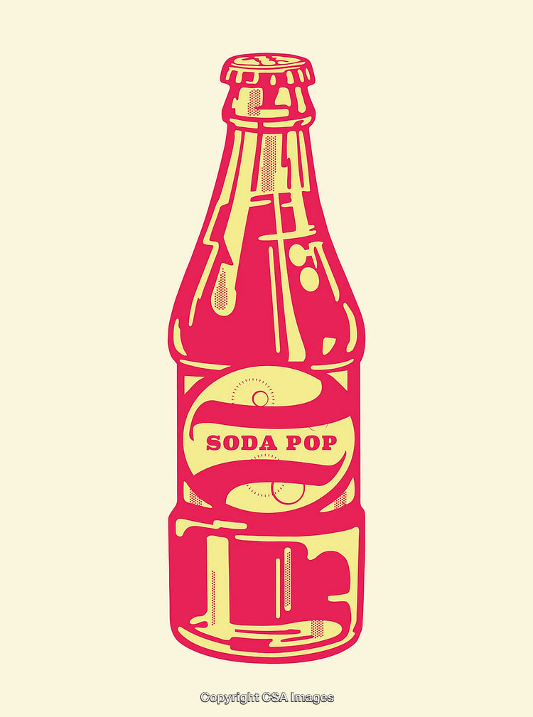 Retro Style Bottle Soda Pop Line Art Illustration with Bold Design