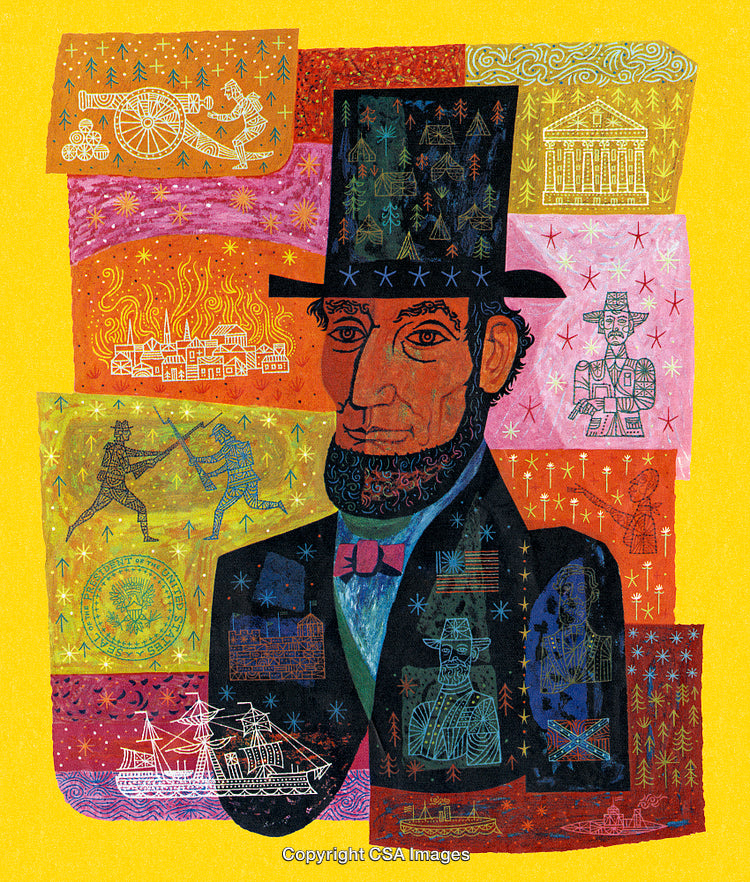 Creative Illustration Featuring Iconic Historical Figure With Symbolic Elements and Vibrant Colors