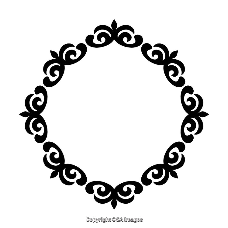 Elegant Black Ornament Decorative Border on White Background
