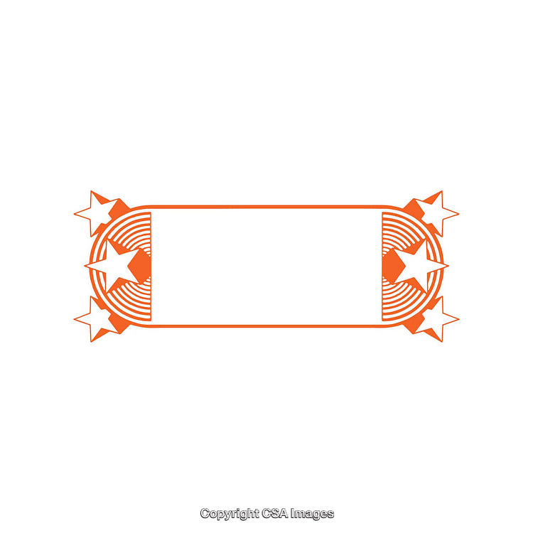 Decorative Orange Frame Design with Stars and Geometric Patterns