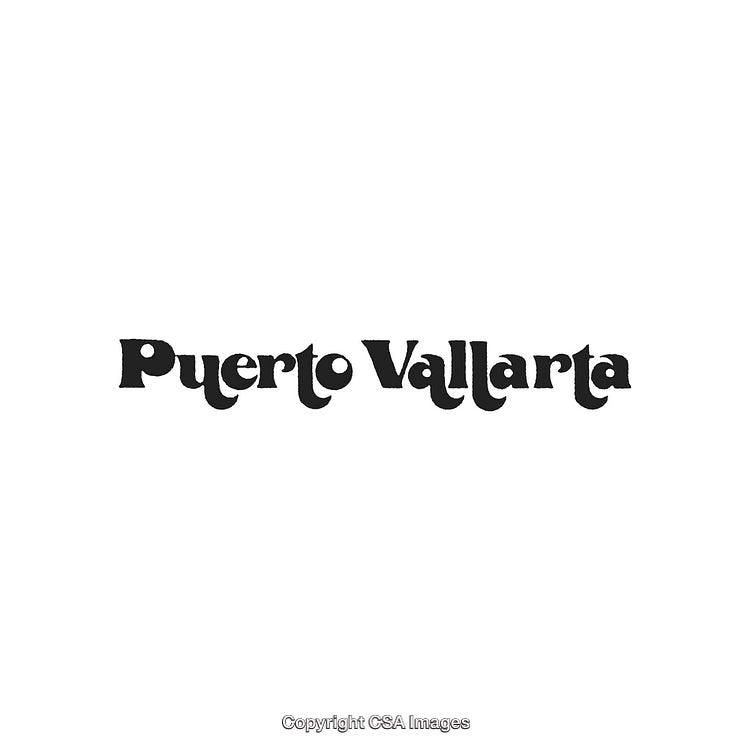 Stylized Black Text for Puerto Vallarta Symbolizing Vibrant Mexican Destination