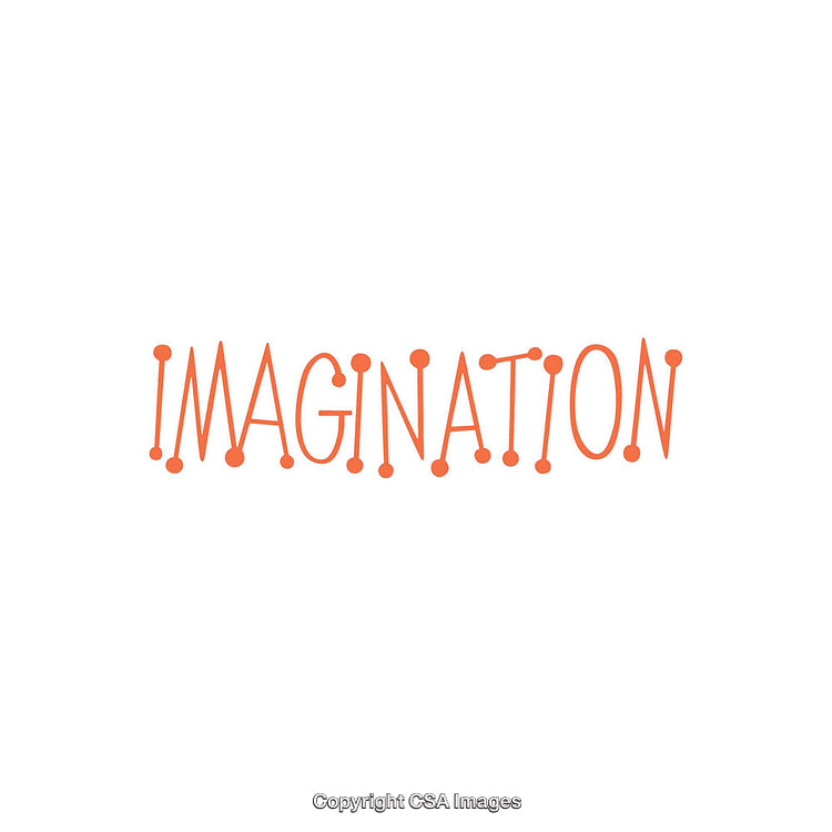 Creative Typography Design Featuring the Word 'Imagination' in Orange