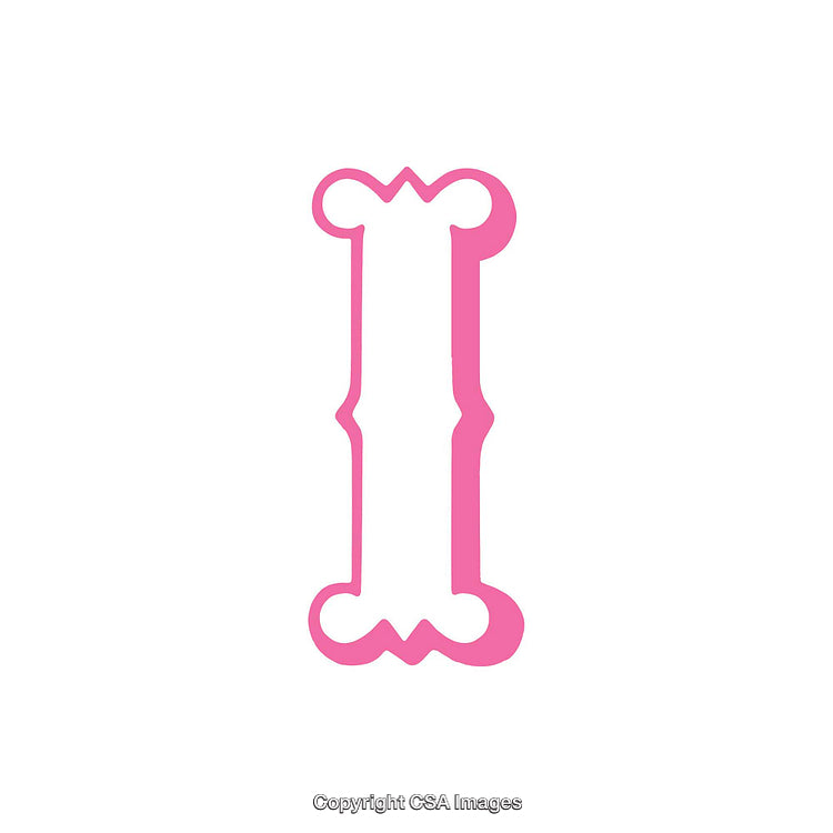 Pink Decorative Letter I with Bone Design on White Background